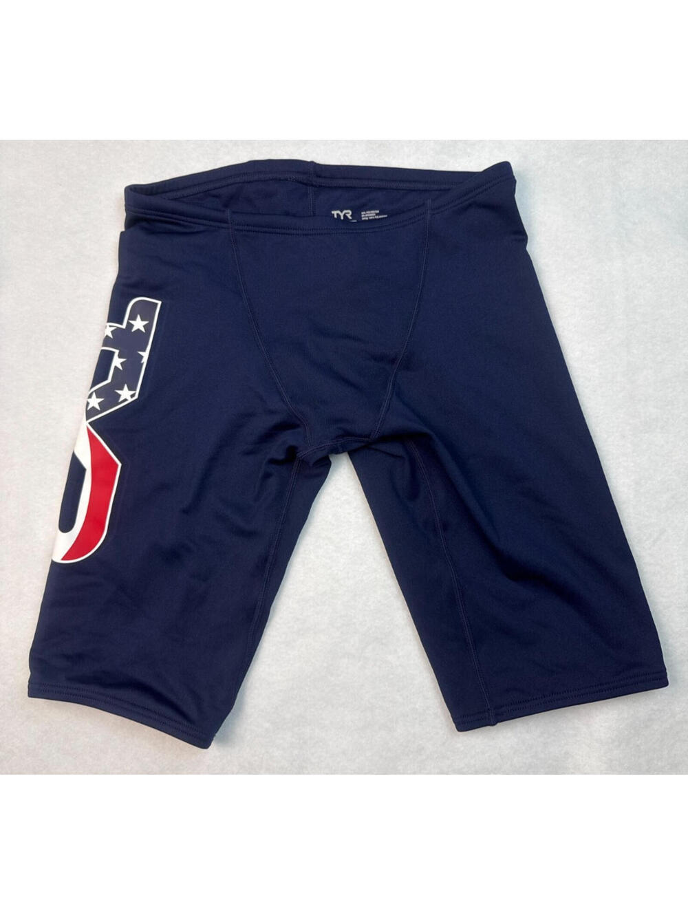 TYR USA Jammer Swim Shorts Mens XL 38 Navy Red‎ White Blue Competition NWT